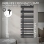LuxeBath Badheizkörper Iron EM 600x1600 Anthrazit mit Heizstab im Badezimmer.