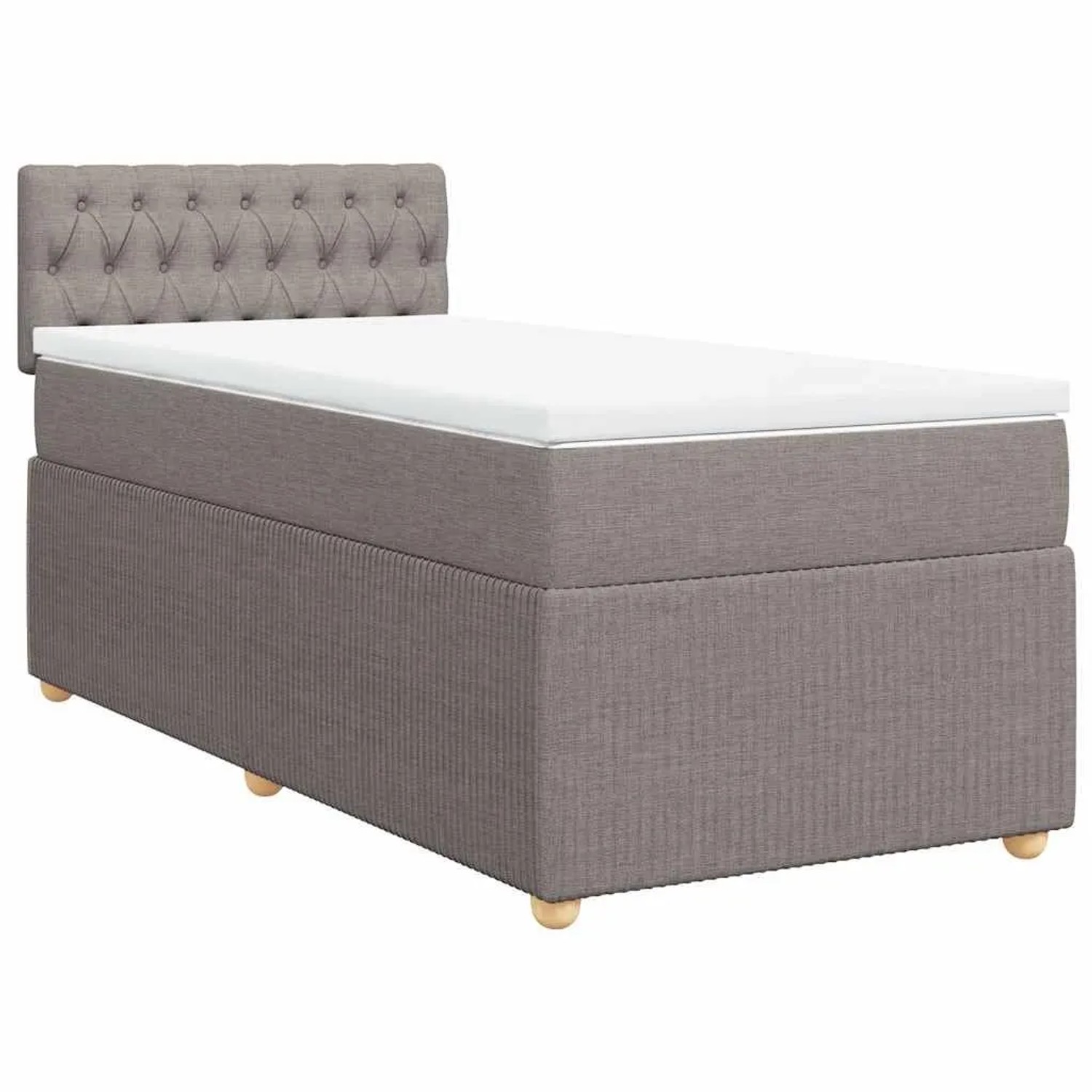 vidaXL Boxspringbett mit Matratze Taupe 90x200 cm Stoff 3289650