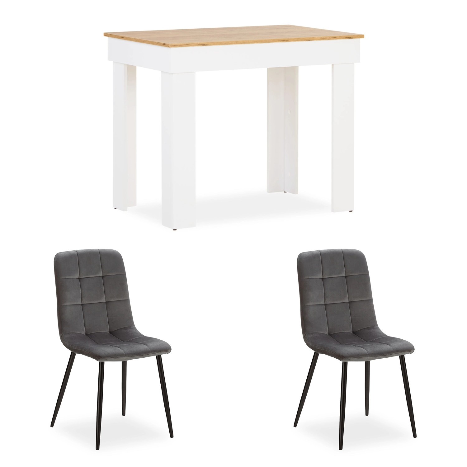 Homestyle4u Essgruppe 3-tlg mit 2 Stühlen in Grau 2761 günstig online kaufen