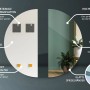 Tulup Halbkreisspiegel: Montageplatten, Abstandshalter, glatte Kanten. Modernes Design, verzerrungsfreie Reflexion für Bad & Flur.