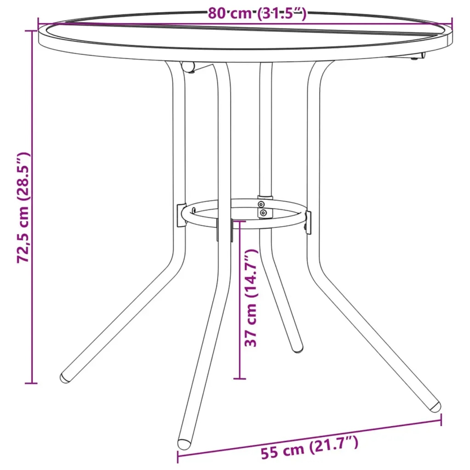 vidaXL Gartenmöbel Set, 5-tlg, anthrazit, bestehend aus Gartentisch und 4 Stühlen aus pulverbeschichtetem Stahl.