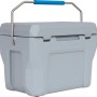 Graue Lifetime Kühlbox mit Tragegriff, 26,5 Liter Campingbox für Outdoor & Freizeit.