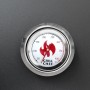 Detailaufnahme des Deckelthermometers am Grillchef Holzkohlegrillwagen.