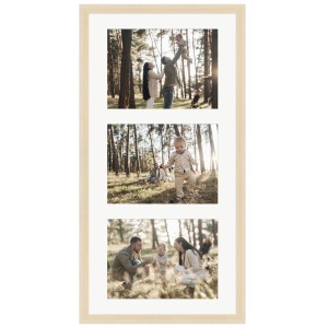 WANDStyle Galerierahmen in Natur-Optik für 3 Fotos (13x18 cm). Bilderrahmen aus Holz mit Passepartout.