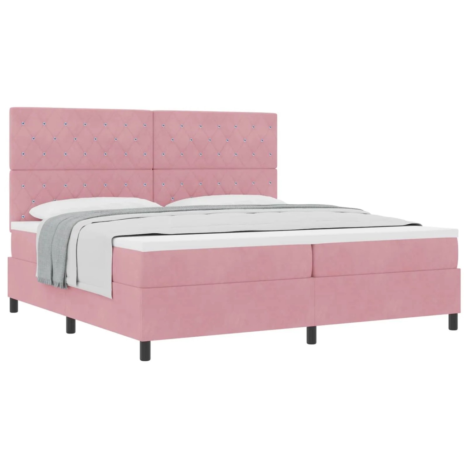 vidaXL Boxspringbett mit Matratze mit Kopfteil Rosa 200 x 200 cm Stoff 3339793