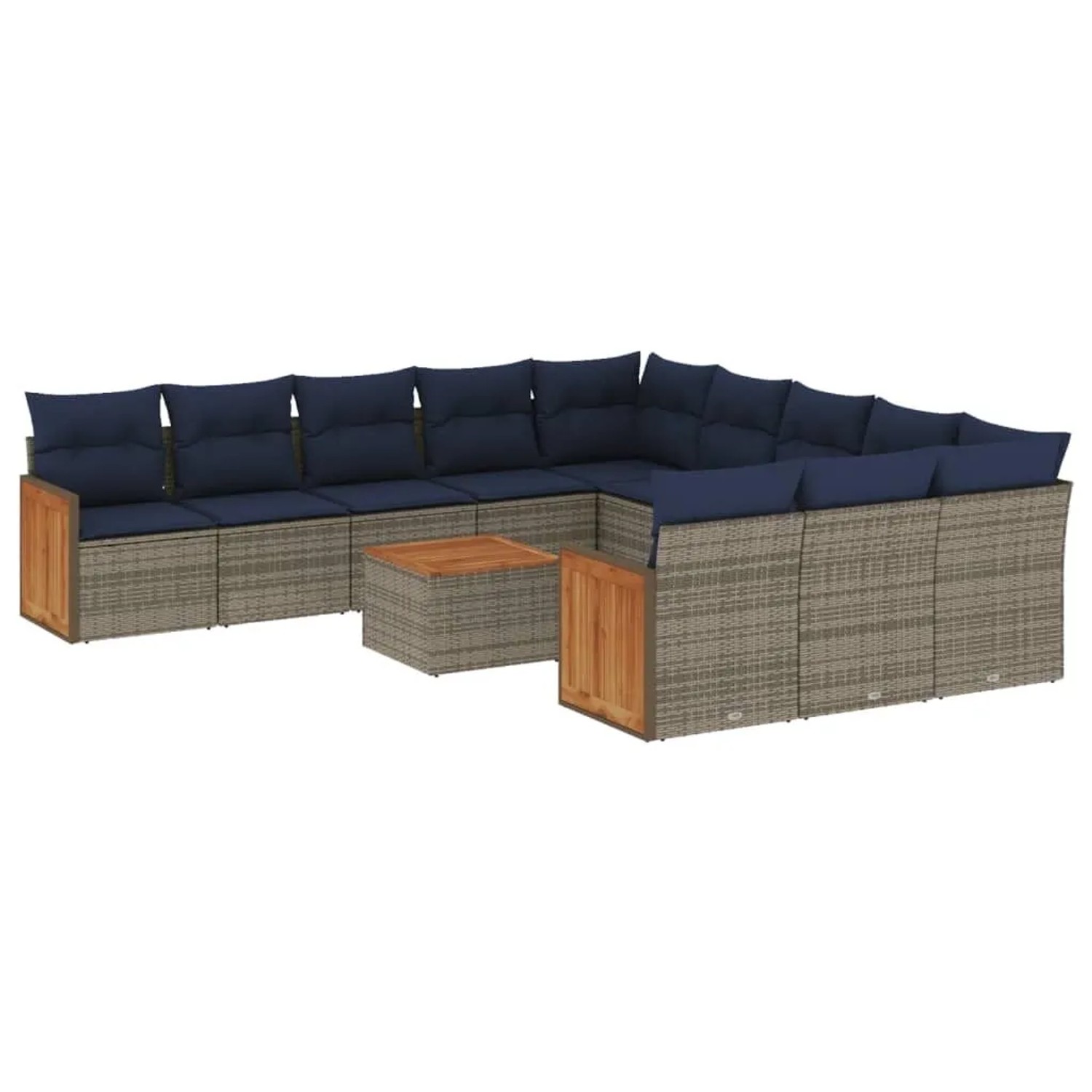 vidaXL 12-Tlg Gartensofa-Set mit Kissen Grau Polyrattan 3228119 günstig online kaufen
