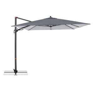 Doppler Ampelschirm myZone AX 320x240 cm, blau-grau gestreift, mit Kurbel und drehbarem Mast.