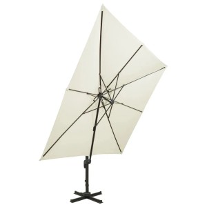 vidaXL Ampelschirm mit Doppeldach 300 x 300 cm Sand 312368
