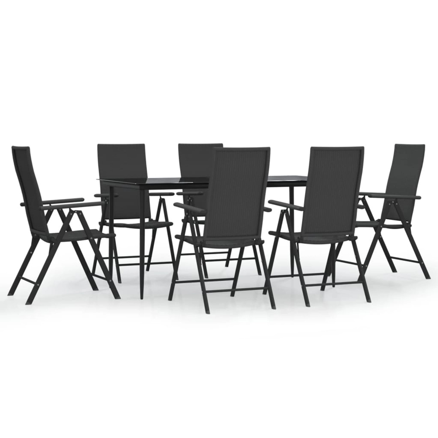 vidaXL 7-Tlg Garten-Essgruppe Schwarz Poly Rattan 3156517