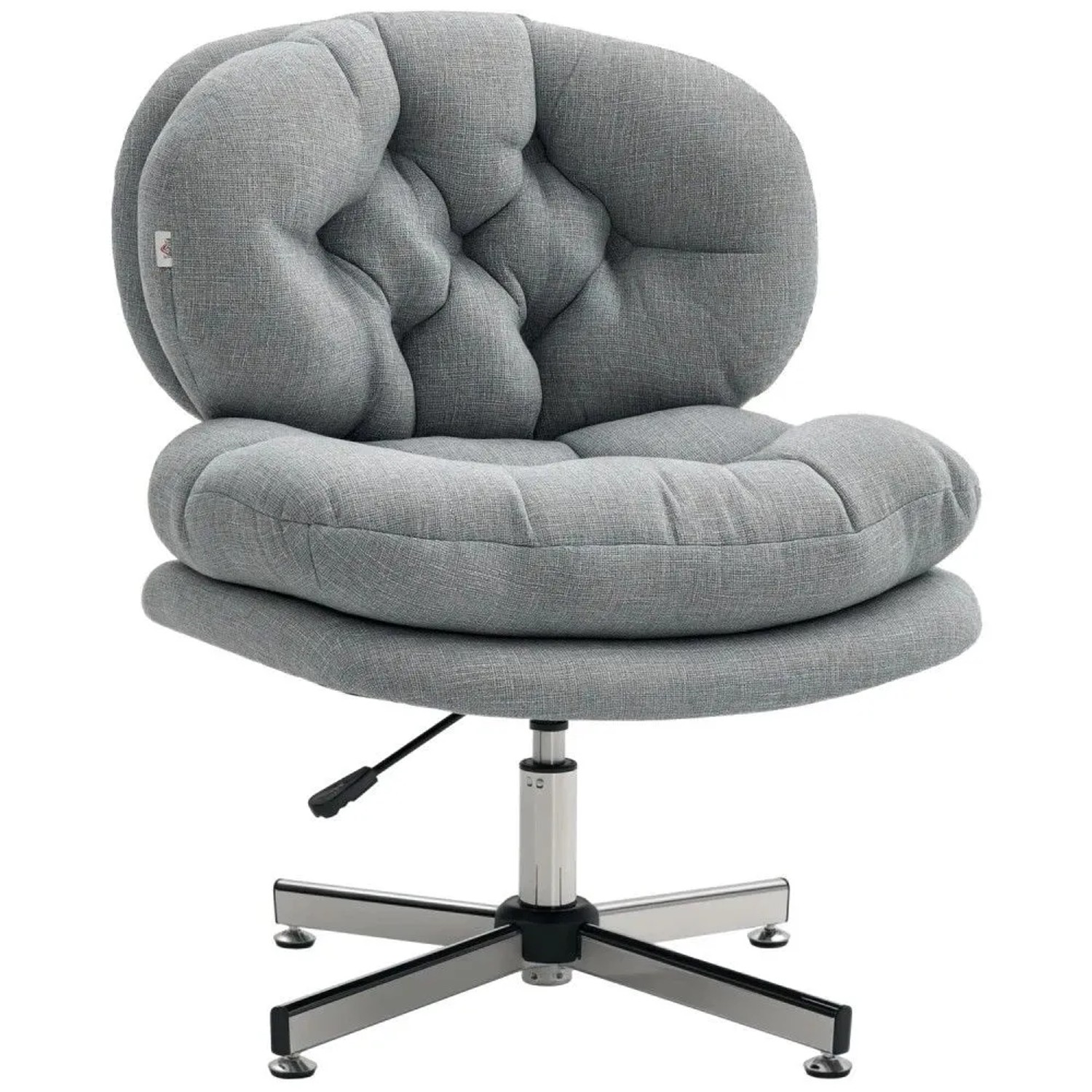 HOMCOM Bürostuhl mit Stahlrahmen Polyester Grau 65L x 65B x 84-94H cm