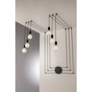Schwarze, 6-flammige Luce Design Deckenleuchte Habitat, Ø 19 cm.