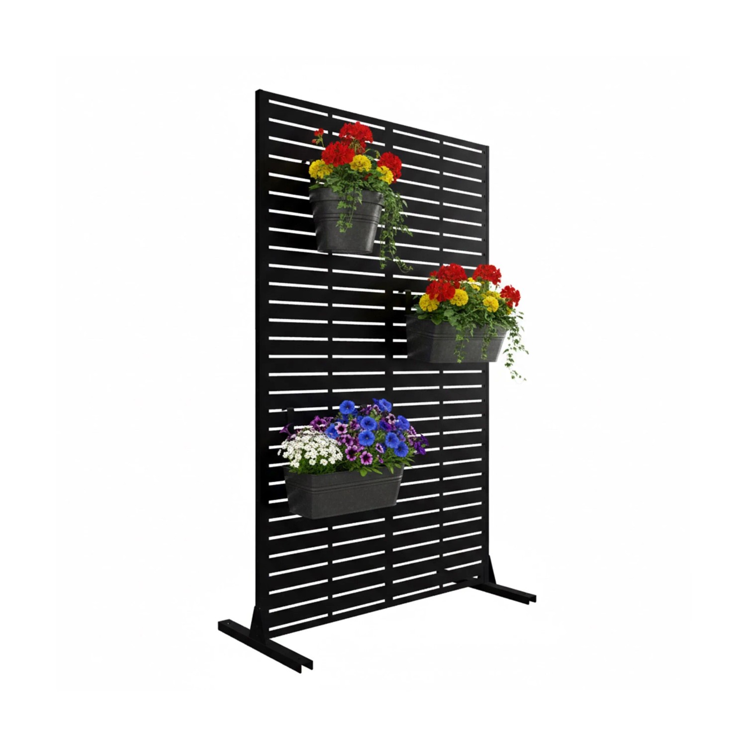 Relaxdays Sichtschutzwand Eisen Schwarz Wetterfest Kippsicher 183 cm x 110 cm x 50 cm