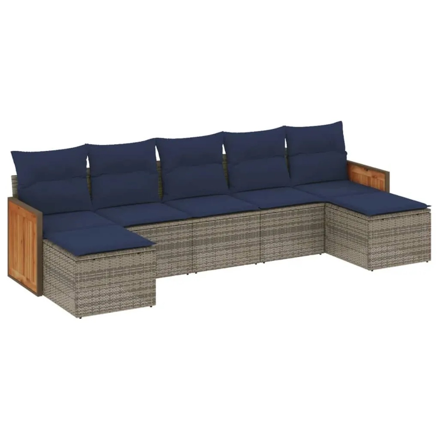 vidaXL 7-Tlg Gartensofa-Set mit Kissen Grau Polyrattan 3227916 günstig online kaufen