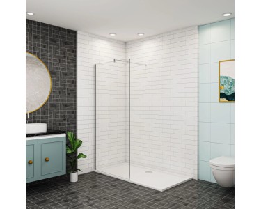 Walk-in Duschwand 72x185 Cm – 6mm Easy-clean Nano Glas, Mit Alurahmen & Stabilisierungsstange, Ebenerdig Montierbar