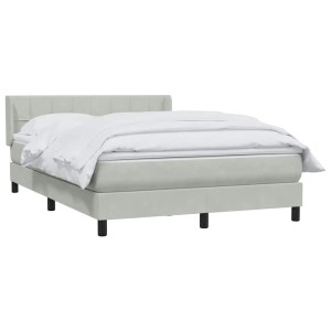 vidaXL Boxspringbett mit Matratze Hellgrau 140x210 cm Samt 3318111