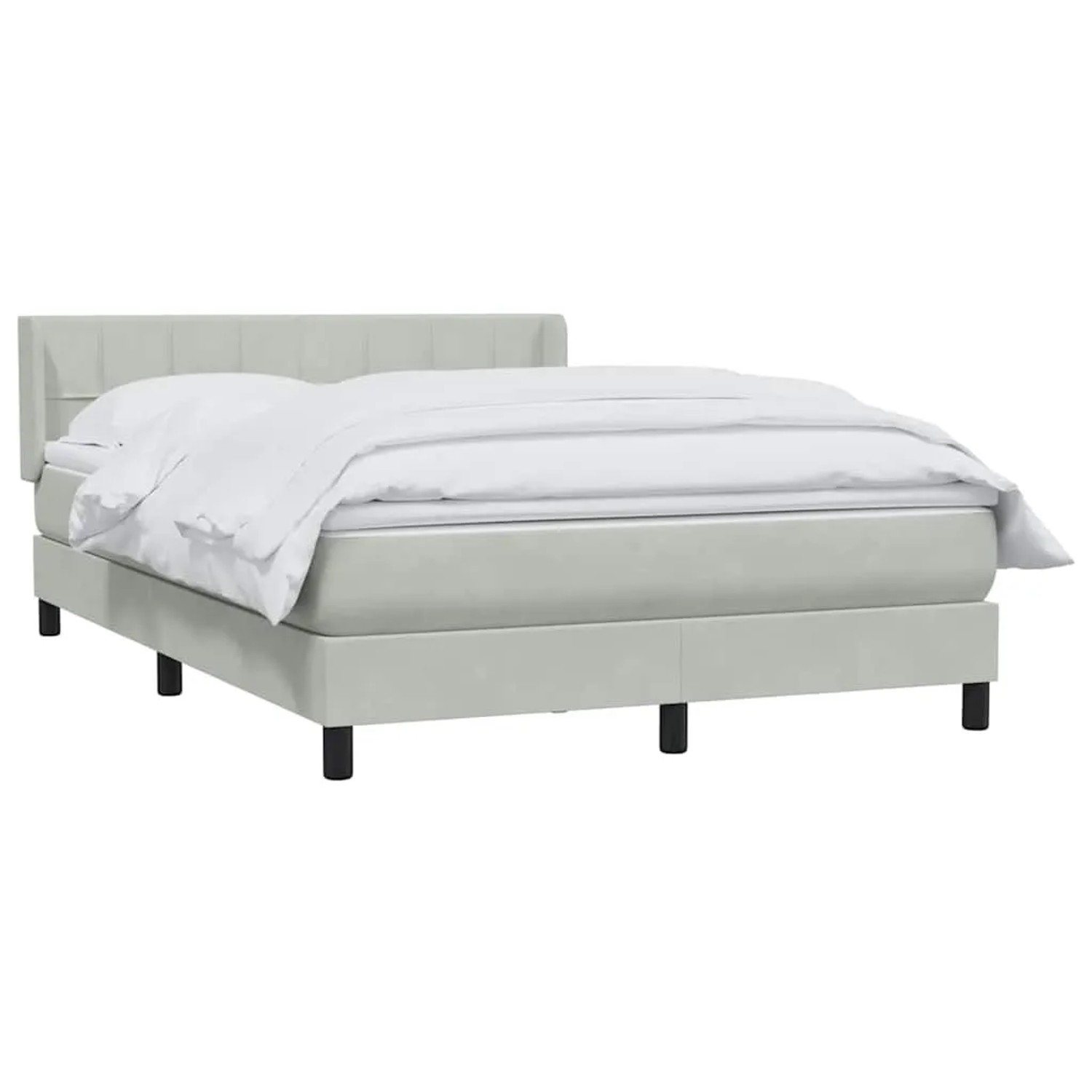 vidaXL Boxspringbett mit Matratze Hellgrau 140x210 cm Samt 3318111 günstig online kaufen
