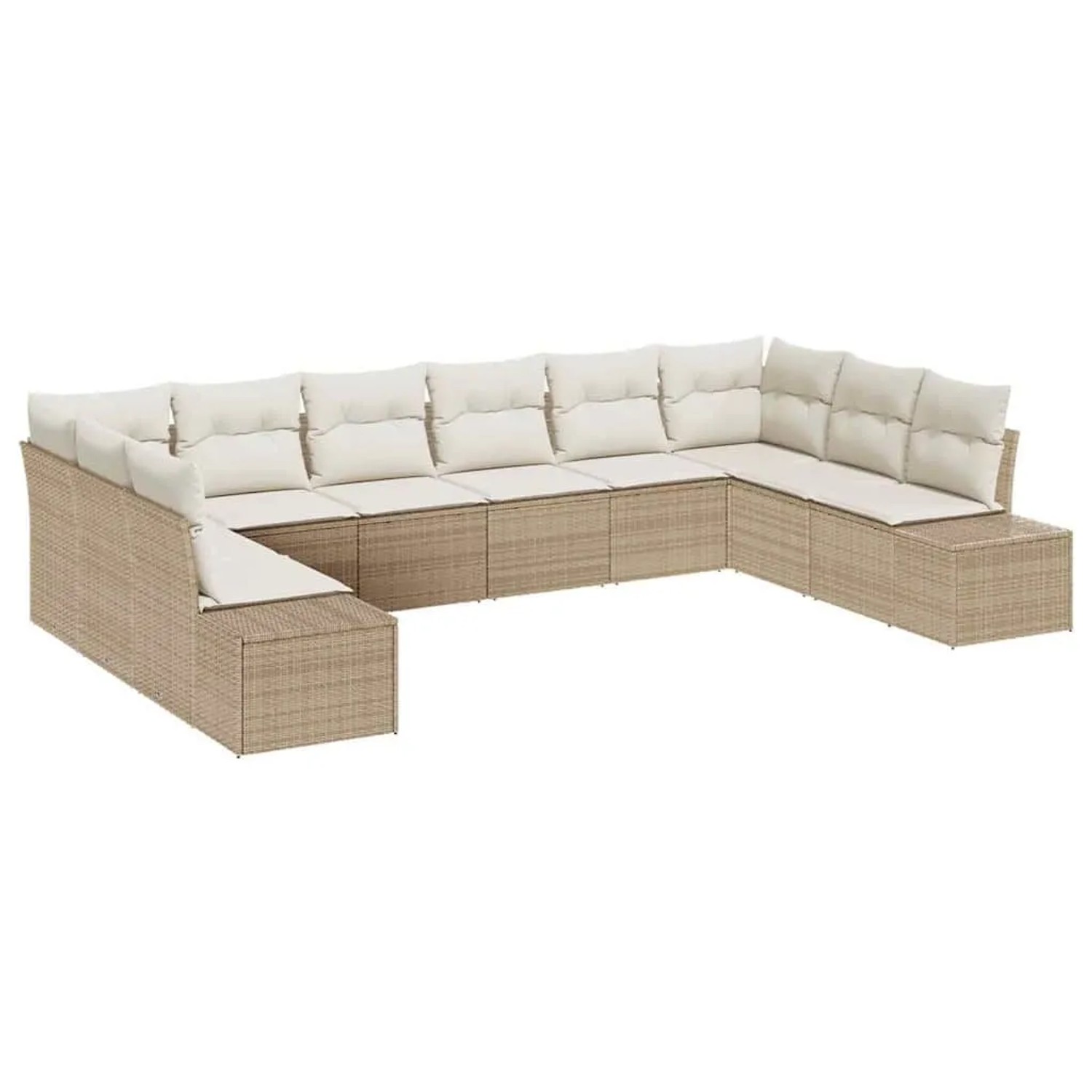 vidaXL Gartensofa-Set mit Kissen 10 Stk Beige und Creme Polyrattan 3355910