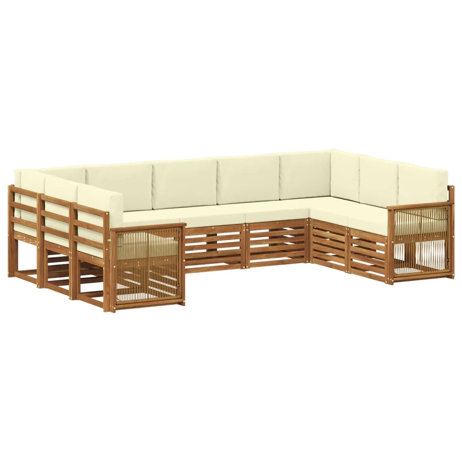vidaXL Ecksofa Set mit Kissen 7 Stk Natur und Creme 3384836