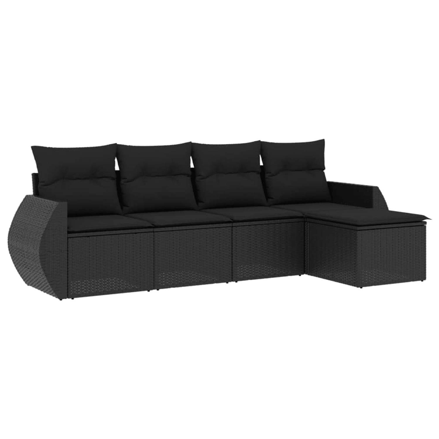 vidaXL 5-Tlg Garten-Sofagarnitur mit Kissen Schwarz Poly Rattan 3221284 günstig online kaufen
