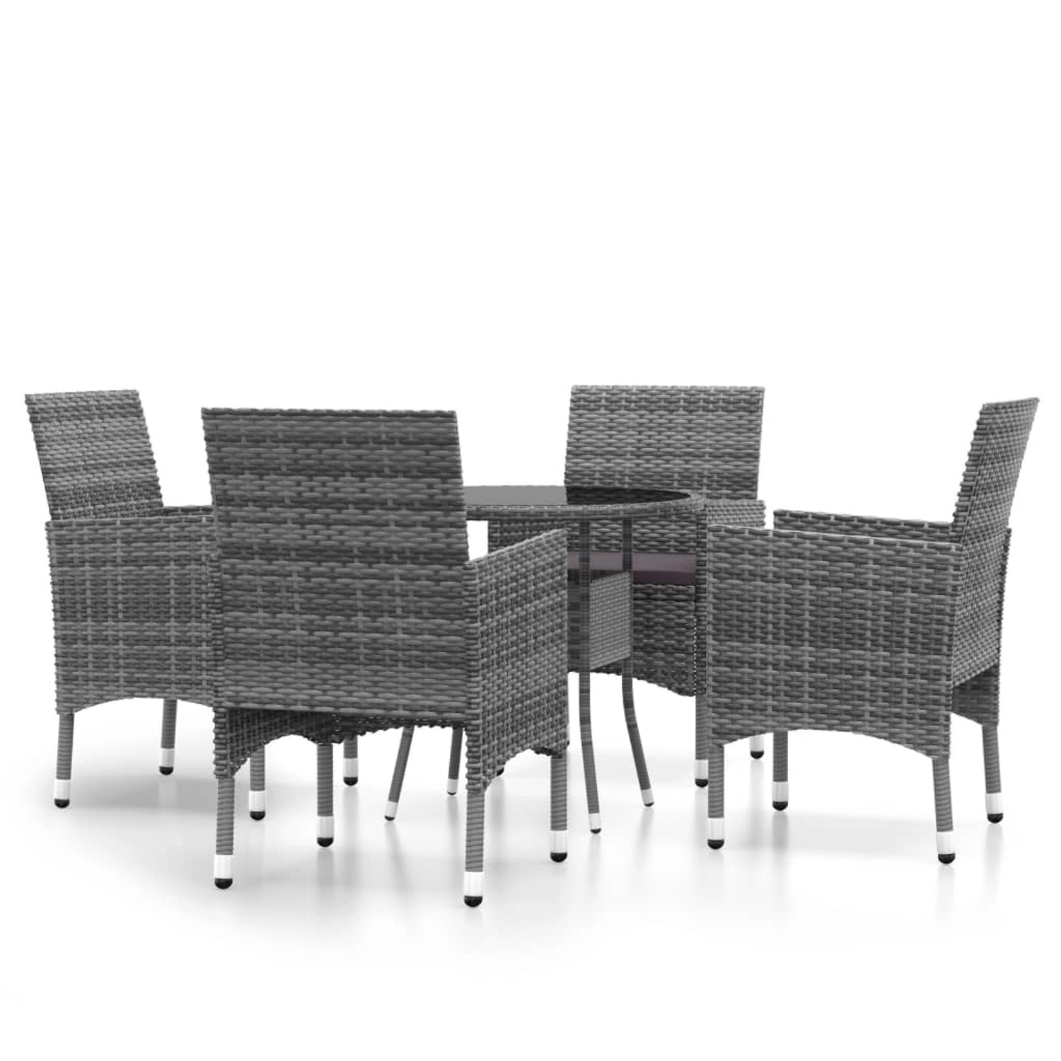 vidaXL 5-tlg Garten-Essgruppe Poly Rattan Grau Modell 12 günstig online kaufen