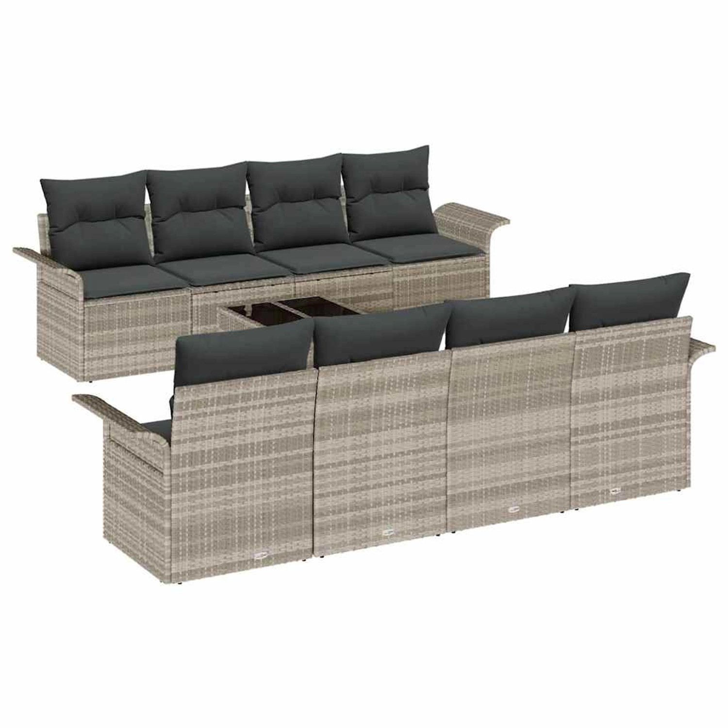 vidaXL Garten-Sofa-Set 9-Tlg Hellgrau Poly Rattan 3345292 günstig online kaufen