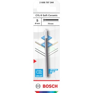 Bosch CYL-9 Fliesenbohrer, 5 mm, für weiche Keramikfliesen, silber.