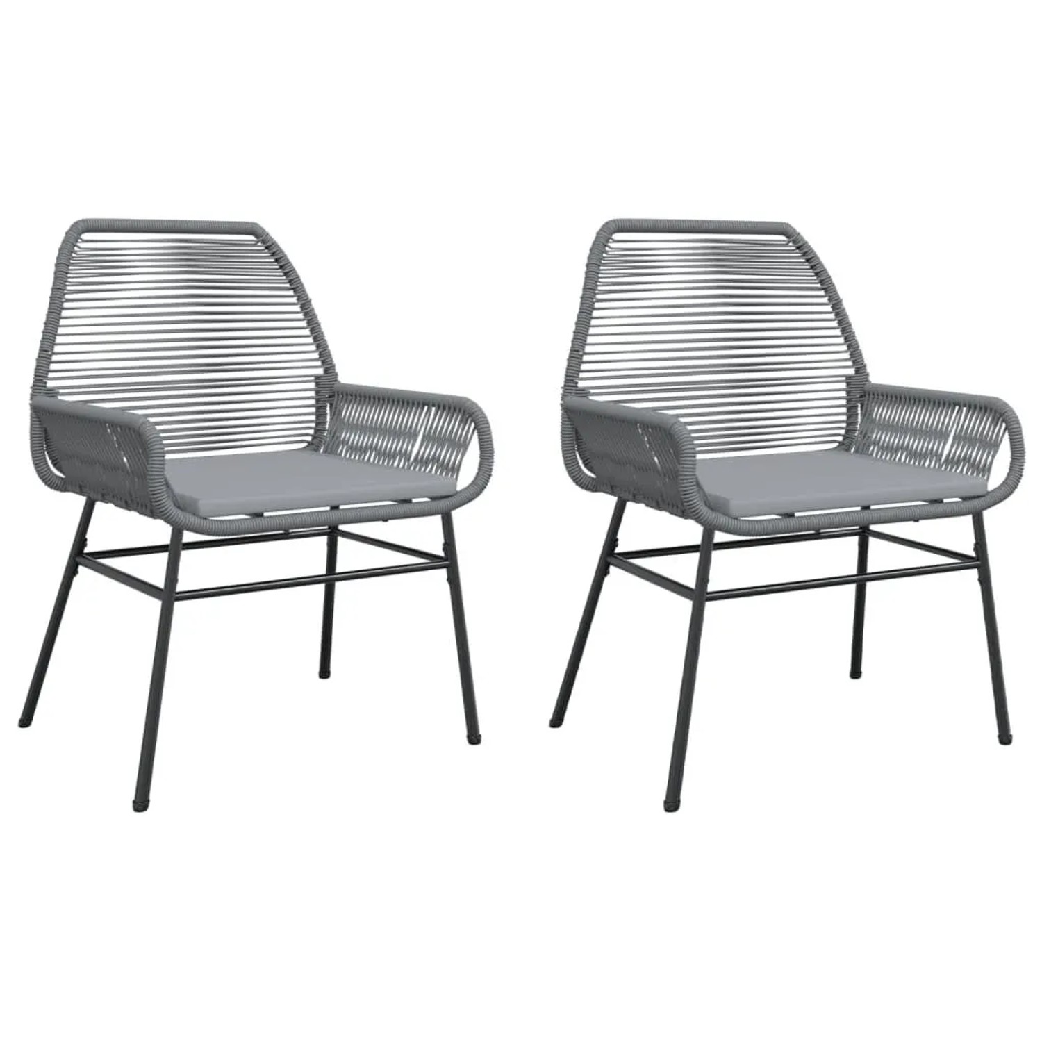 vidaXL Gartenstühle 2 Stk mit Kissen Grau Poly Rattan 369097 günstig online kaufen