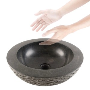 Wohnfreuden Andesit Waschbecken 40 cm Schwarz Rund