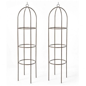 TTL GARDEN Obelisk Rankhilfe XL 195 x 40 cm Braun 2er Set Metall Pulverbeschichtet Rankgitter Rosensäule für Rosen Clematis