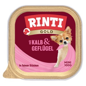 Rinti Gold Mini Hunde-Nassfutter mit Kalb & Geflügel, 100g Schale.