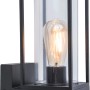 Schwarze Lutec Außenwandleuchte Flair mit E27 Fassung in gerahmtem Design.