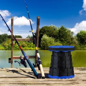 Relaxdays Teleskophocker Kunststoff Schwarz Blau Höhenverstellbar 44,5 cm x 25 cm 0,9 kg
