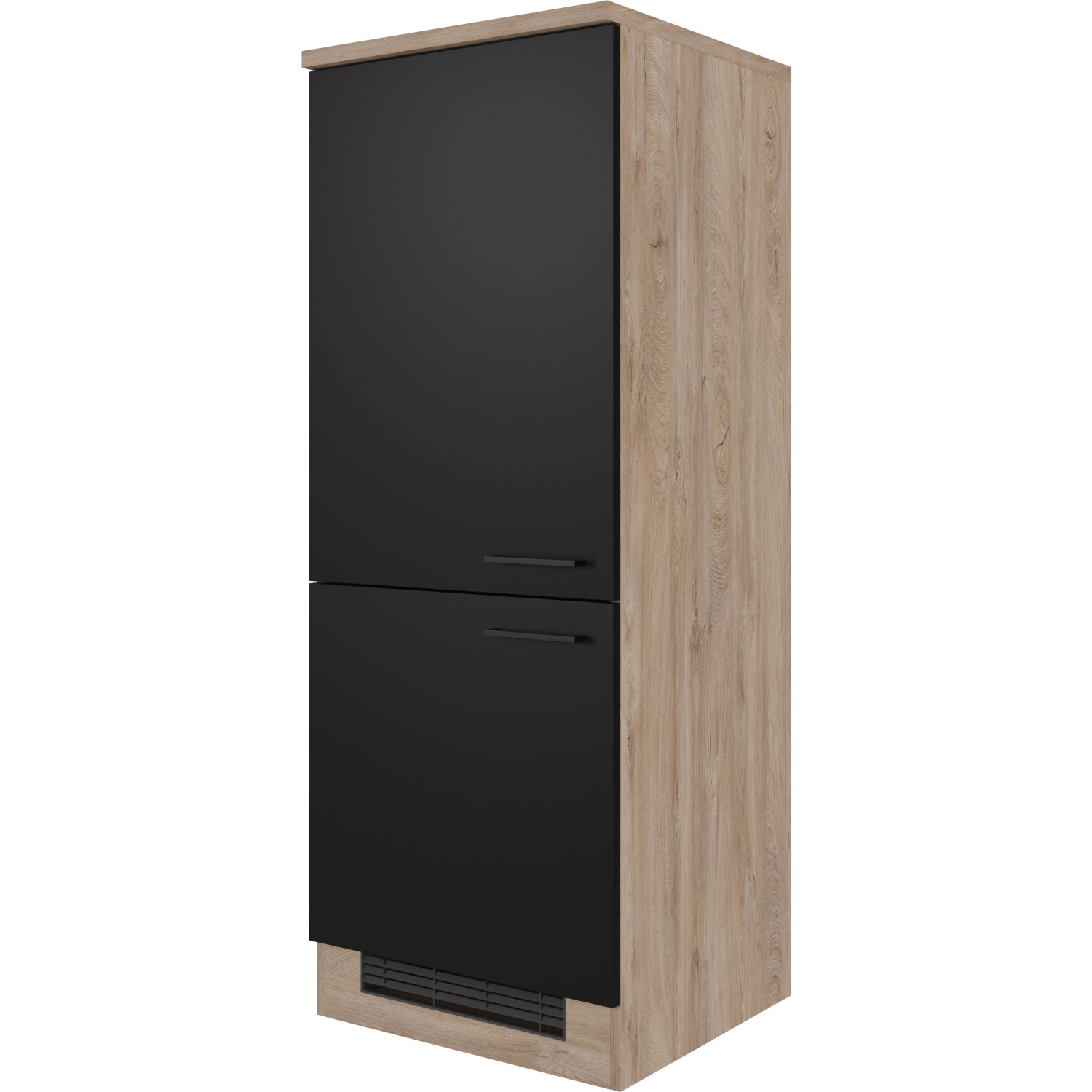 Flex-Well Exclusiv Demi-Geräteumbauschrank Capri 60 cm Schwarz Matt-Endgrain Oak