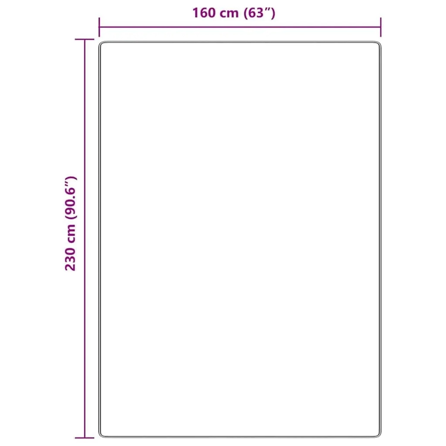 Abmessungen des vidaXL Anti-Rutsch Shaggy Teppichs: 160 x 230 cm. Rechteckiger Hochflorteppich.