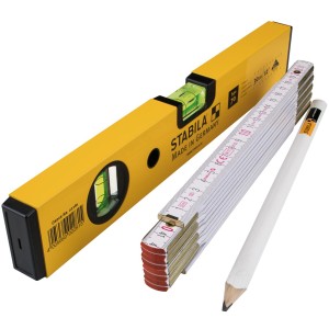 Stabila Wasserwaagen Classic Kit, 3-teilig: Wasserwaage, Gliedermaßstab, Zimmermannsbleistift.