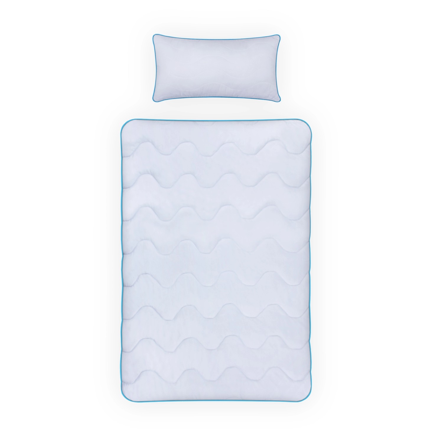 Bestlivings 4 Jahreszeitenbett mit Blauer Biese 200 cm x 220 cm und 40 cm x 80 cm Kissen