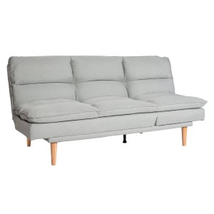 Mintgraues MCW Schlafsofa M79 aus Stoff/Textil mit Holzfüßen.