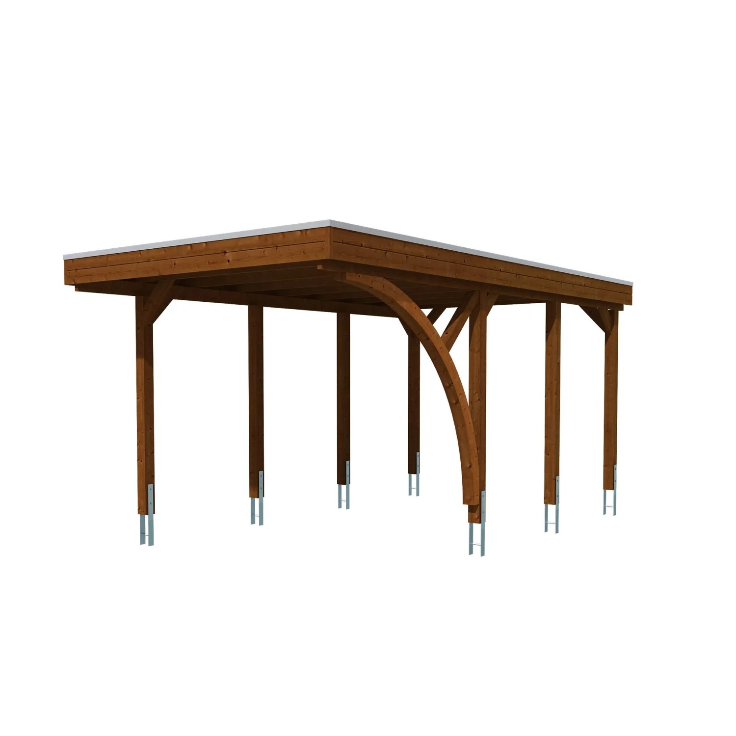 Skan Holz Carport-Set Friesland E mit Einfahrtsbogen 320 cm x 555 cm Nussbaum