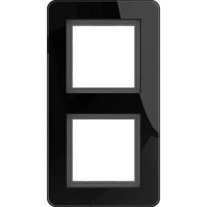 Schwarzer Leonie Glasrahmen, Unterputz, 2-fach für Schalter und Steckdosen, 84x155mm.