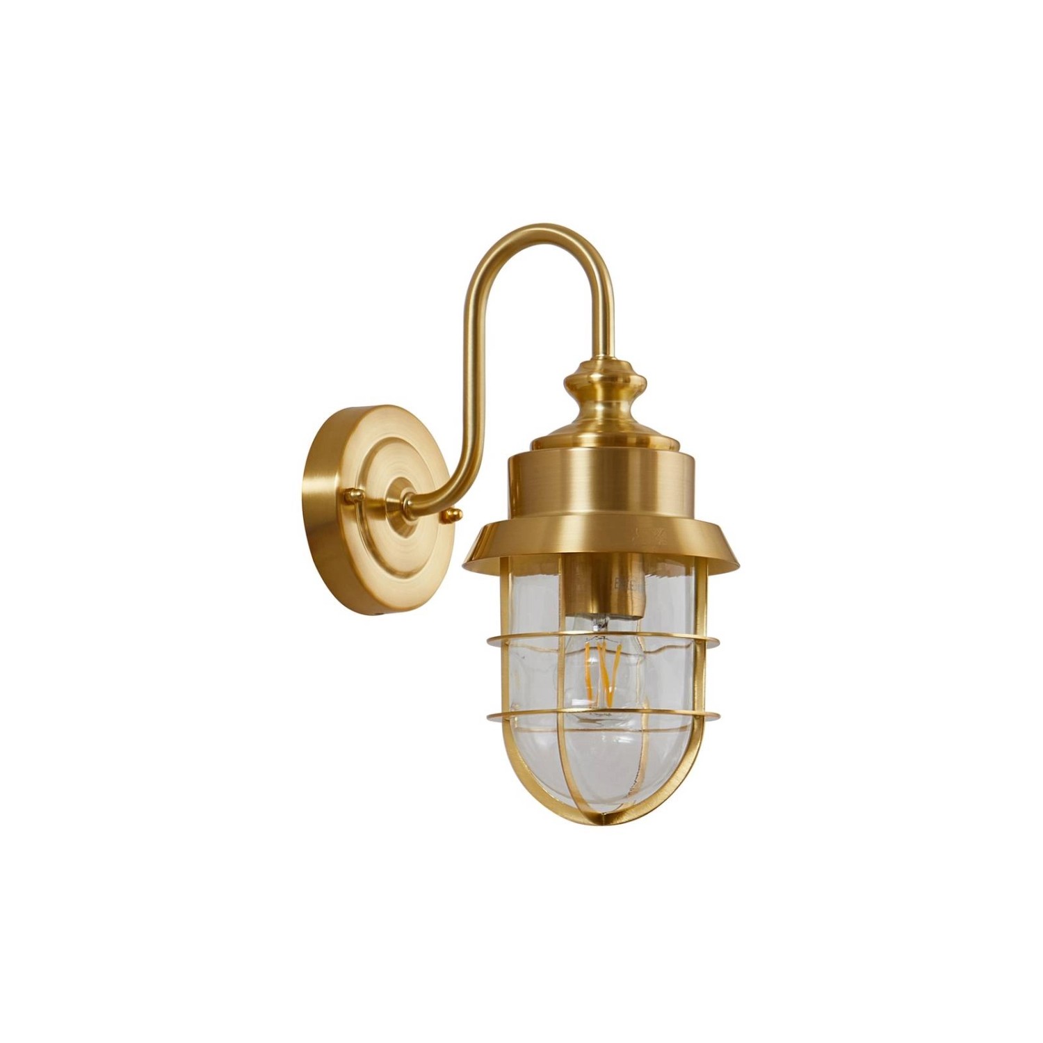 Lindby Wandleuchte Außen Laterne Adalie 10025905 Spritzwassergeschützt Landhaus Vintage Rustikal in Gold Messing aus Ede...