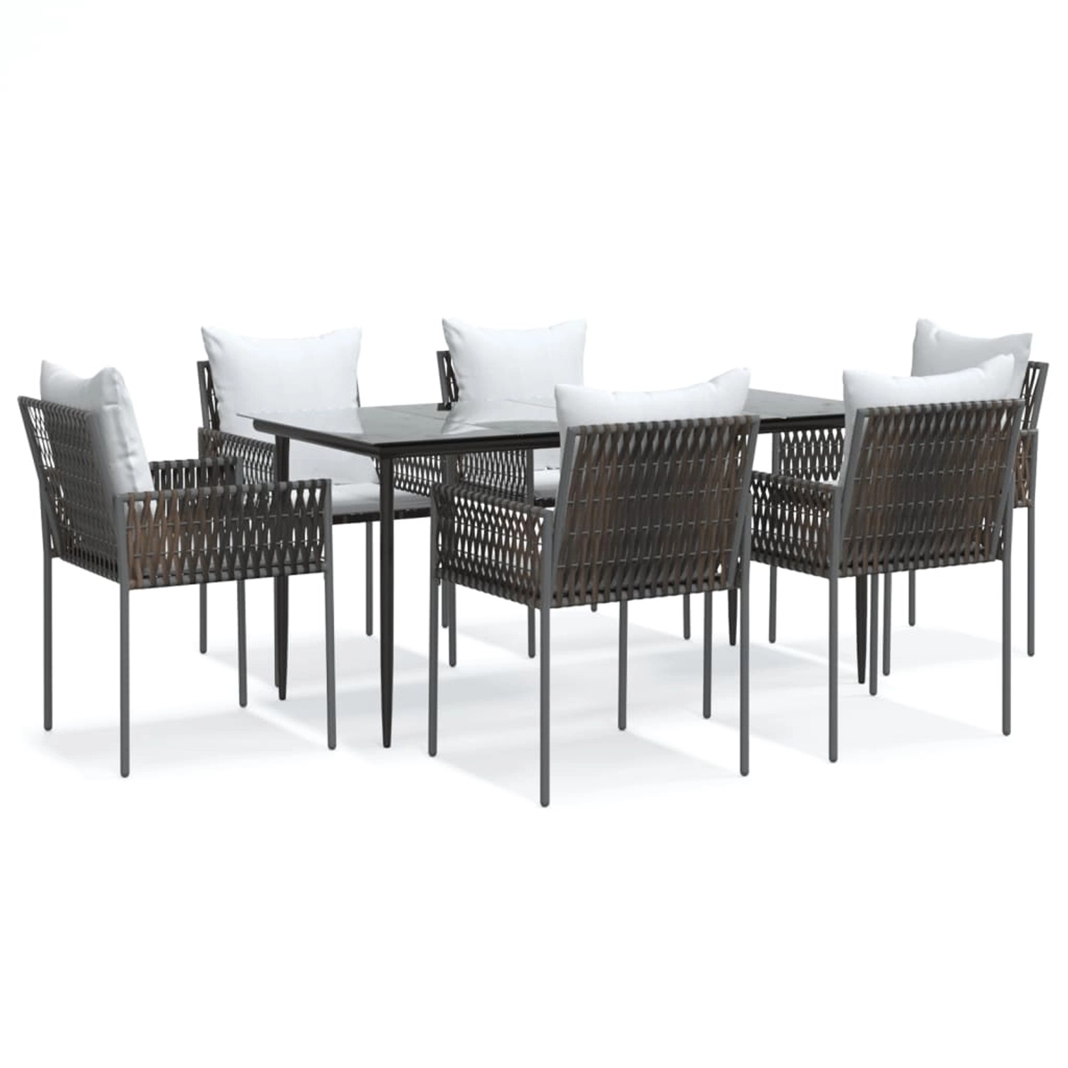 vidaXL 7-Tlg Garten-Essgruppe mit Kissen Poly Rattan und Stahl 3187058 günstig online kaufen