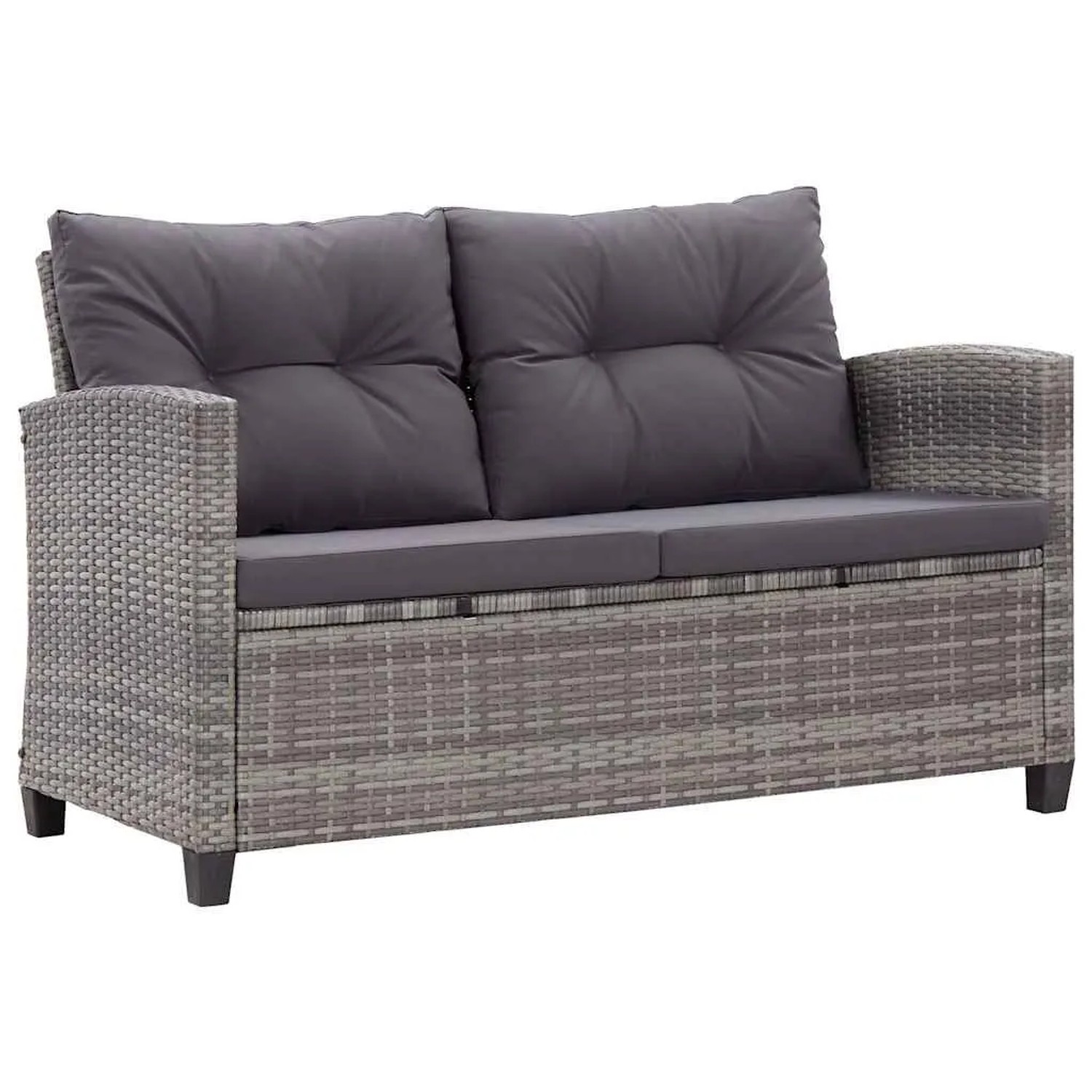 vidaXL 2-Sitzer-Gartensofa mit Kissen Grau 124 cm Poly Rattan 46154