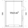Grundriss Palmako Holzgarage Roger, 360x550 cm, Sektionaltor, naturbelassen.