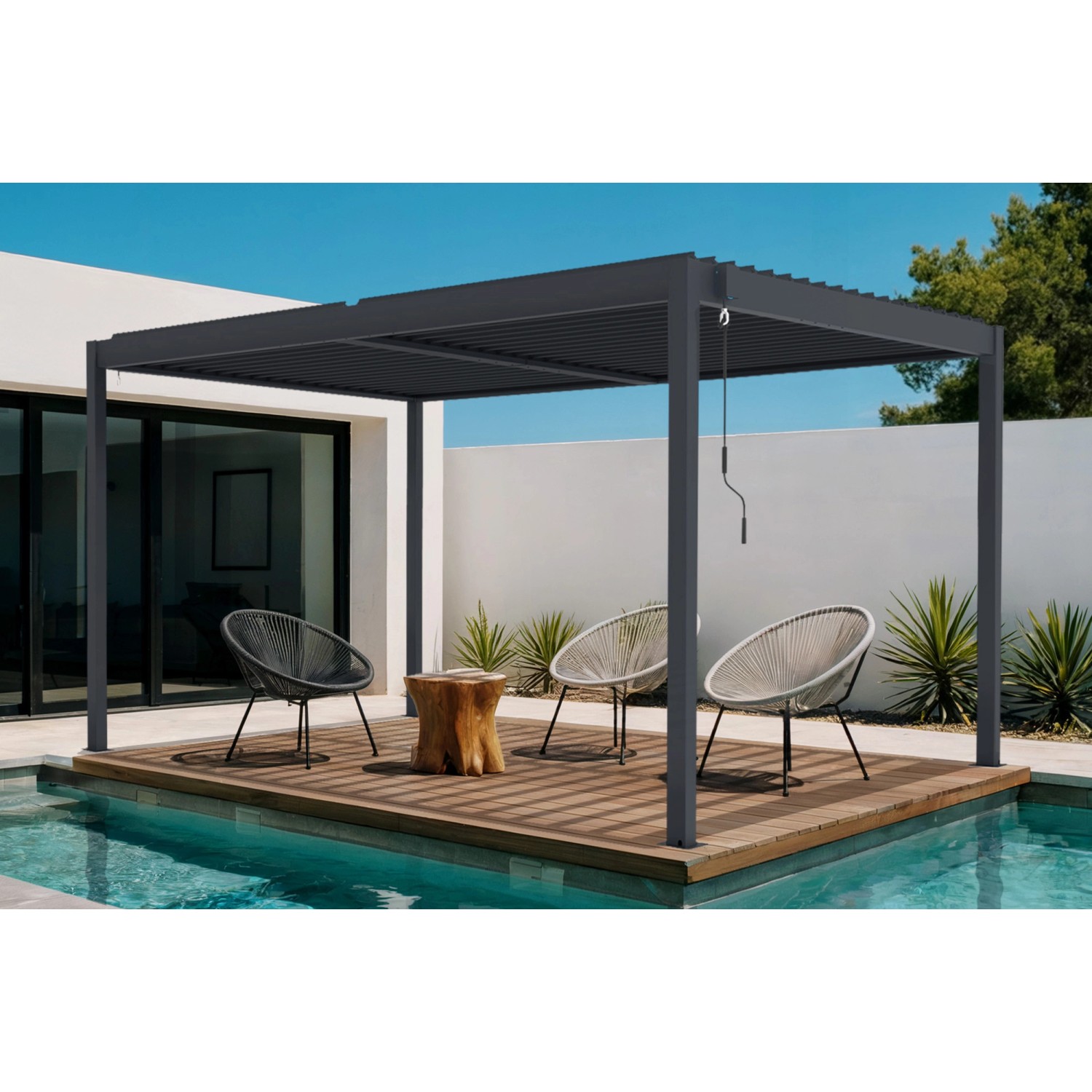 Cazeboo Piana 4X3M Selbsttragende Bioklimatische Pergola Aus Grauem Alumini günstig online kaufen
