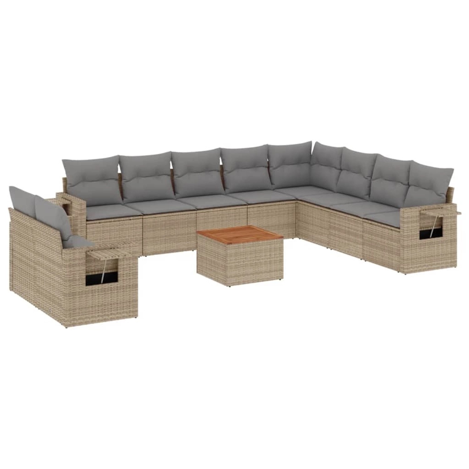 vidaXL 11-Tlg Garten-Sofagarnitur mit Kissen Beige Poly Rattan 3256969 günstig online kaufen