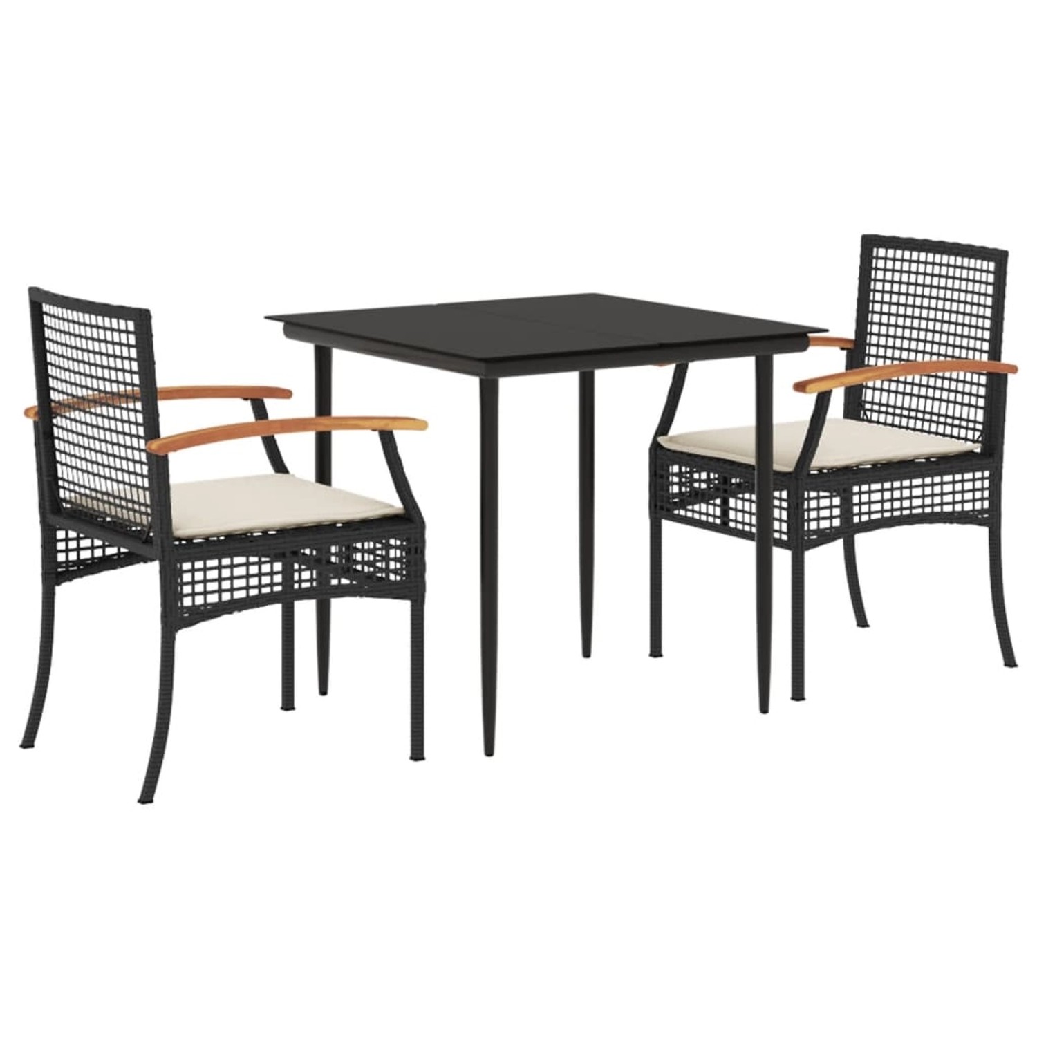 vidaXL 3-Tlg Garten-Essgruppe mit Kissen Schwarz Poly Rattan 3213596 günstig online kaufen