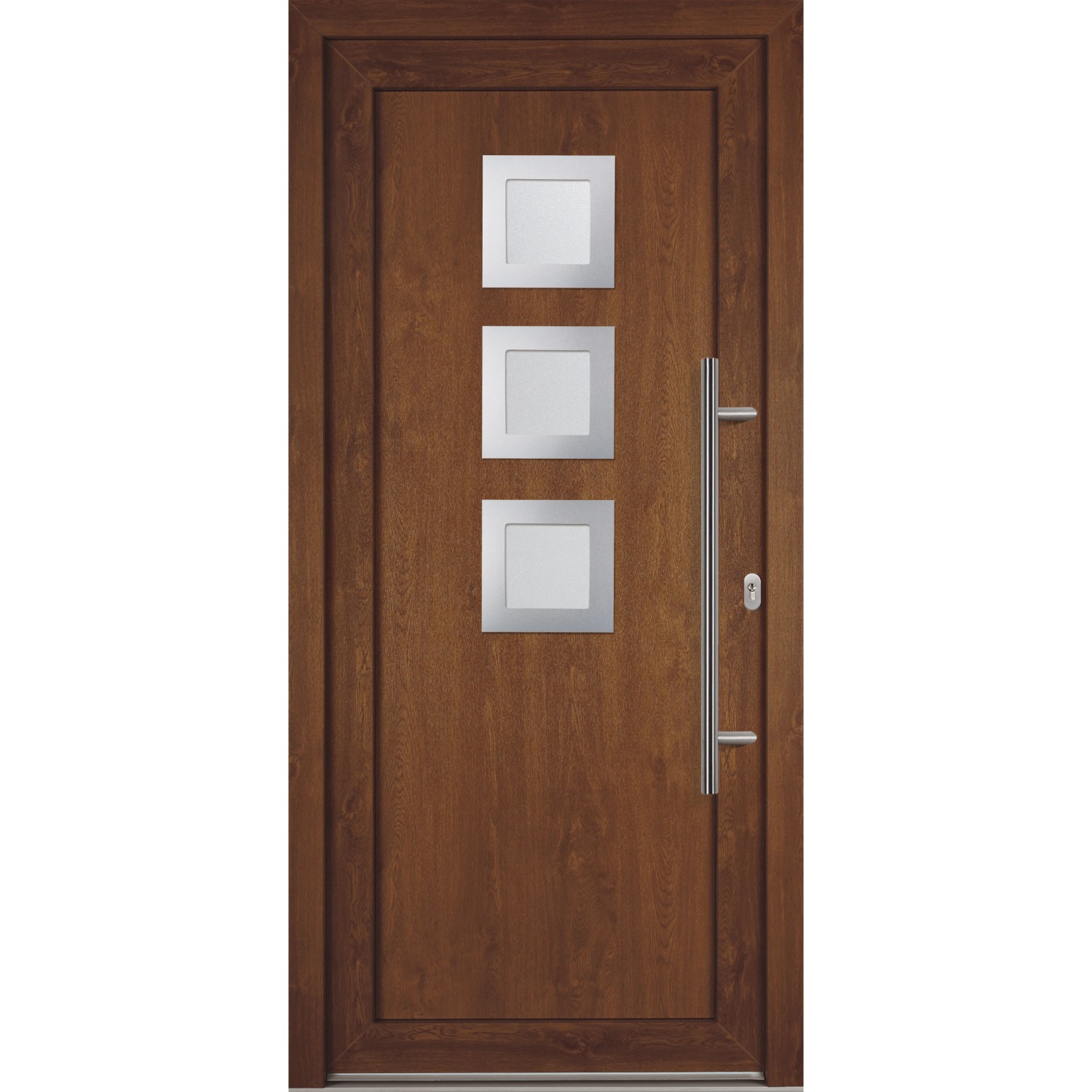 Haustür G7434S2 Schwenkhakenschloss Weiß-Oak DIN R auf Maß