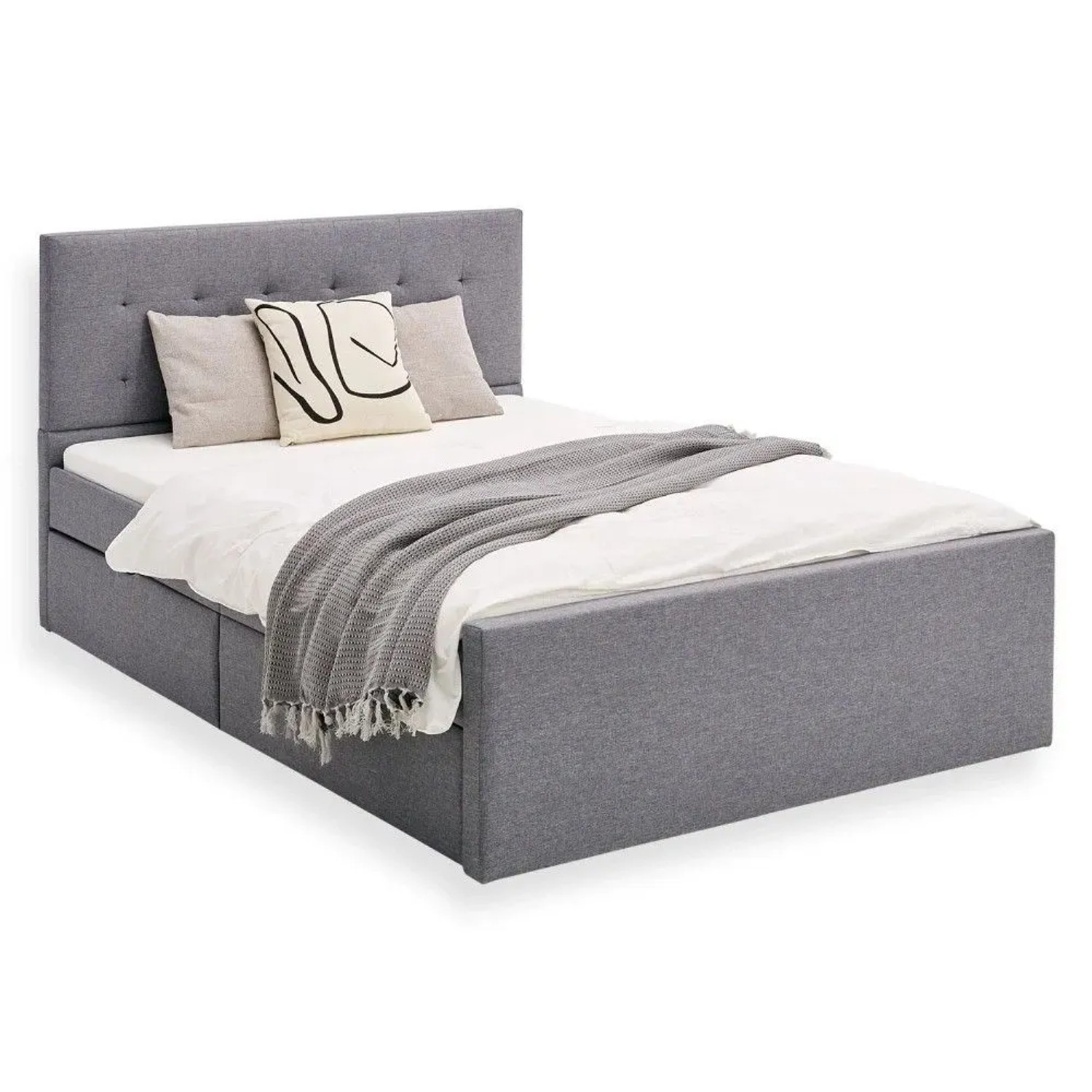 Homestyle4u Doppelbett 140x200 Polsterbett in Grau 1883