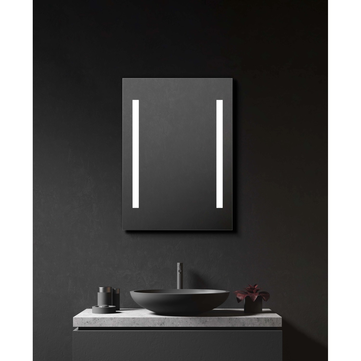 DSK Design LED-Lichtspiegel Silver Beam, 50x70 cm, mit seitlicher LED-Beleuchtung.