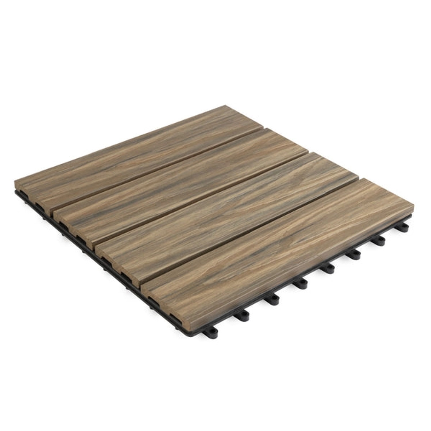 KARAT WPC Klickfliese Classic Wetterbeständige Terrassenfliese Mix Teak 30 günstig online kaufen